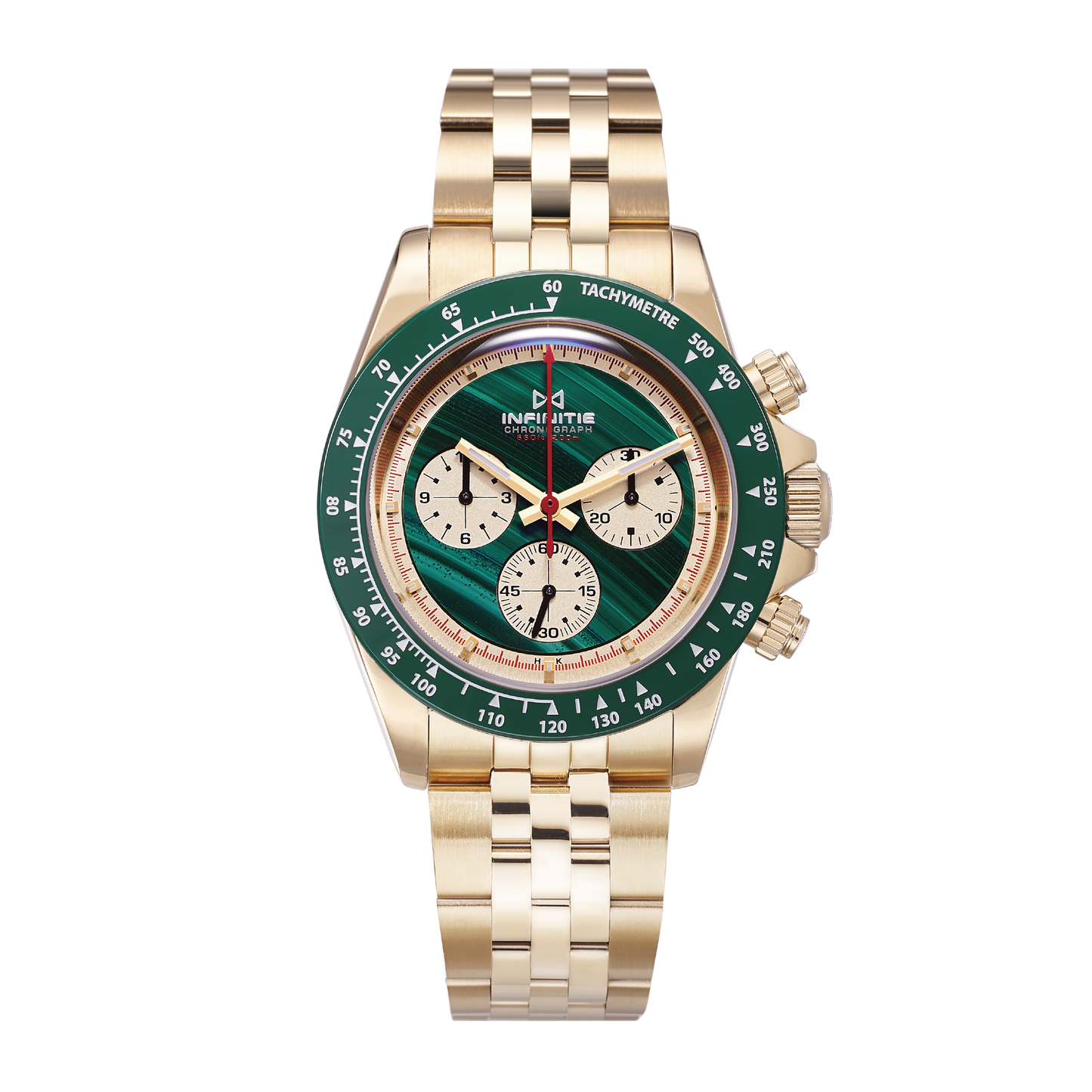 INFINITIE - D3 Velocity - PVD Gold - Malachite Dial